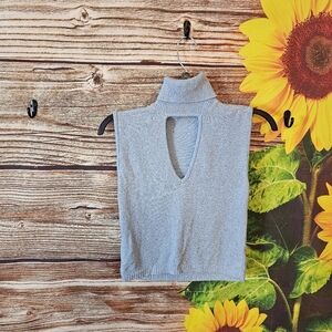 Lt. Blue With Silver Sparkles Sleeveless Turtleneck Top